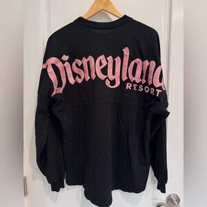 Disneyland Spirit Jersey Black Tee with Pink Sparkles Logo Print genuine medium